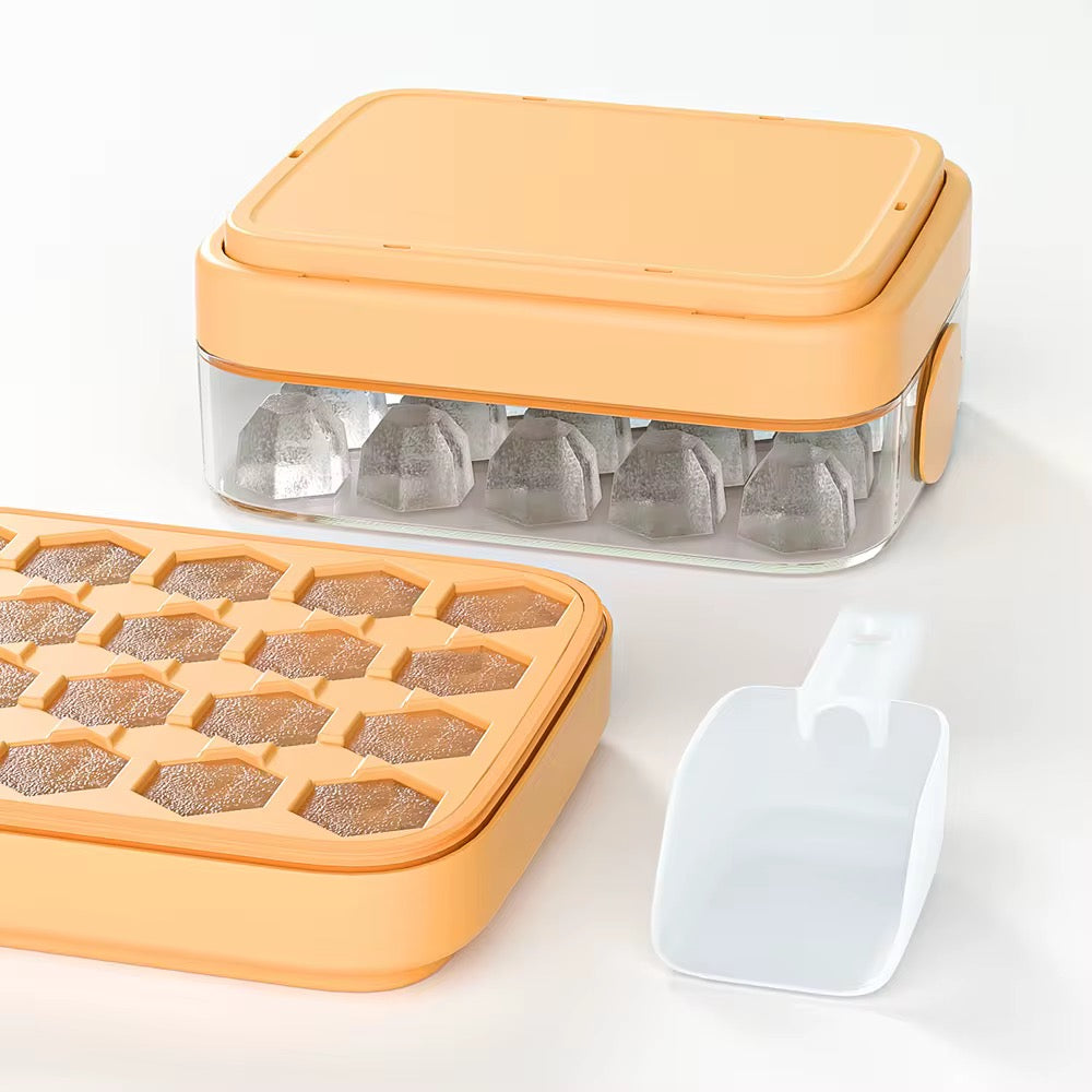LANPHEN™️ Ice Cube Tray with Storage Bin & Scoop – 32 Ice Cubes – BPA-Free Silicone Ice Mold