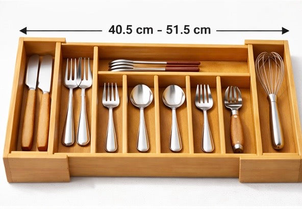Lanphen™️ Expandable Bamboo Cutlery Organizer – 7 Compartment Drawer Organizer