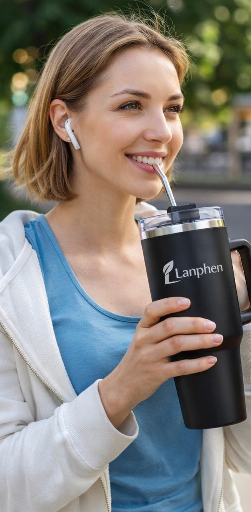 Lanphen™️ 40oz Stainless Steel Insulated Tumbler – Thermal Travel Mug with Lid & Straw