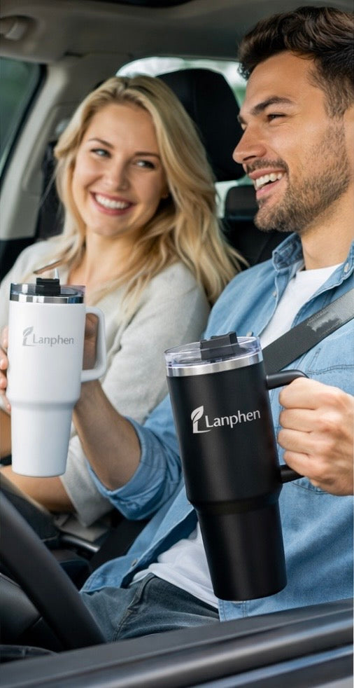Lanphen™️ 40oz Stainless Steel Insulated Tumbler – Thermal Travel Mug with Lid & Straw