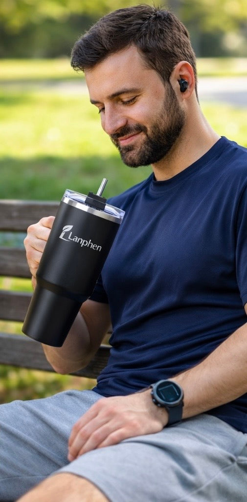 Lanphen™️ 40oz Stainless Steel Insulated Tumbler – Thermal Travel Mug with Lid & Straw