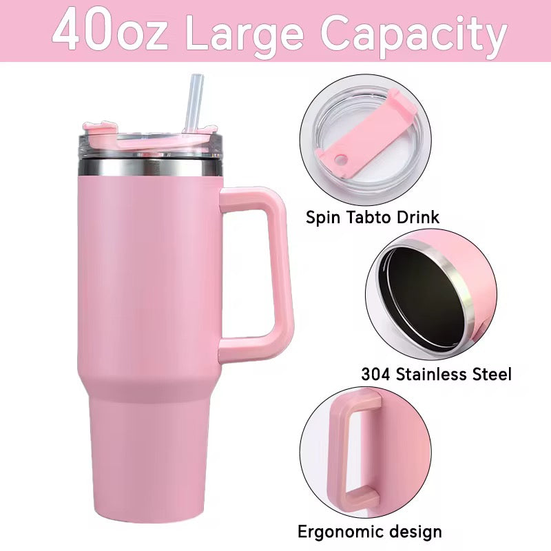 Lanphen™️ 40oz Stainless Steel Insulated Tumbler – Thermal Travel Mug with Lid & Straw