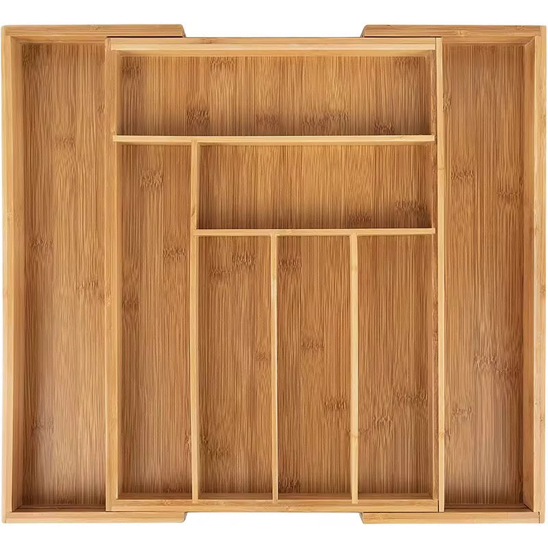 Lanphen™️ Expandable Bamboo Cutlery Organizer – 8 Compartment Drawer Organizer
