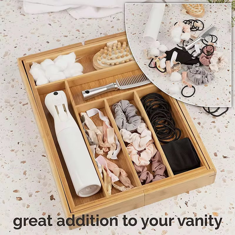 Lanphen™️ Expandable Bamboo Cutlery Organizer – 8 Compartment Drawer Organizer