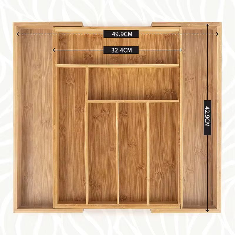 Lanphen™️ Expandable Bamboo Cutlery Organizer – 8 Compartment Drawer Organizer