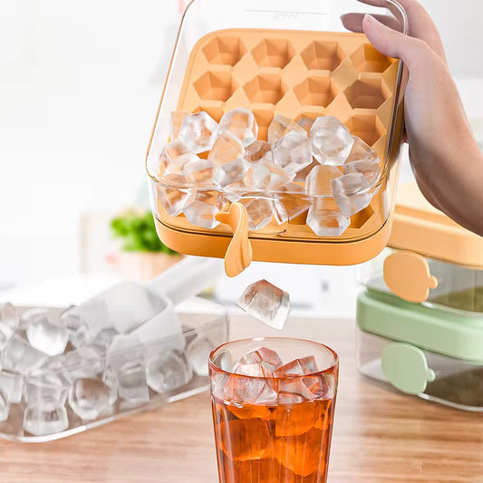 LANPHEN™️ Ice Cube Tray with Storage Bin & Scoop – 32 Ice Cubes – BPA-Free Silicone Ice Mold