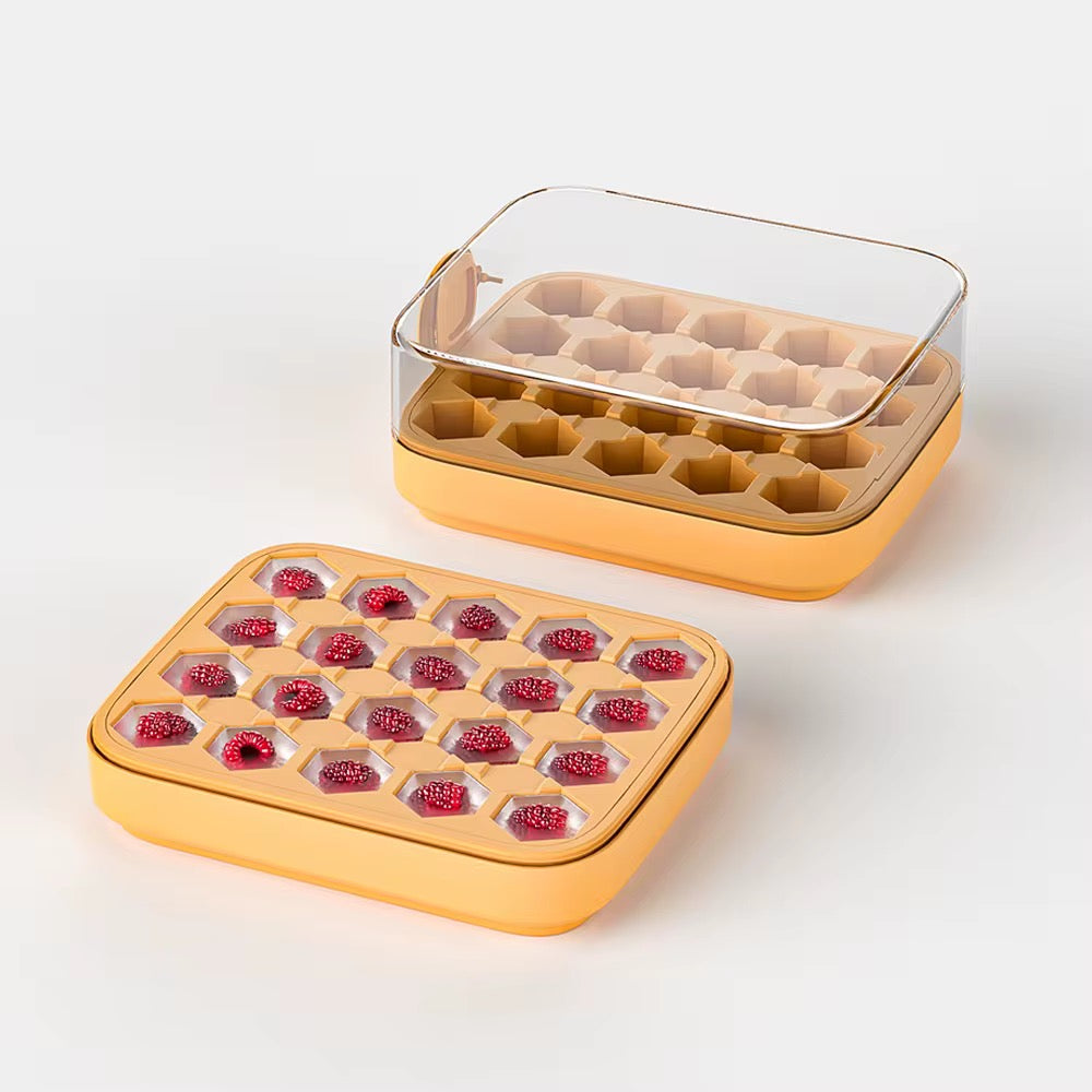 LANPHEN™️ Ice Cube Tray with Storage Bin & Scoop – 32 Ice Cubes – BPA-Free Silicone Ice Mold