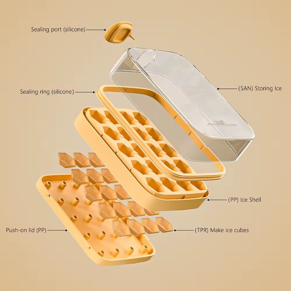 LANPHEN™️ Ice Cube Tray with Storage Bin & Scoop – 32 Ice Cubes – BPA-Free Silicone Ice Mold